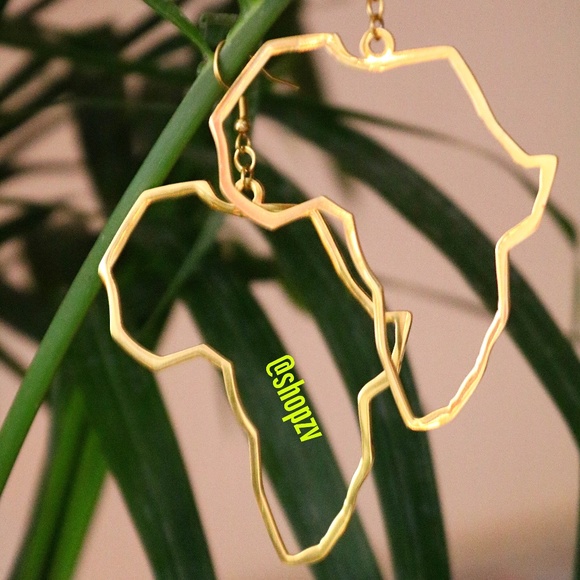Map of Africa Hoops Earrings - Picture 1 of 3
